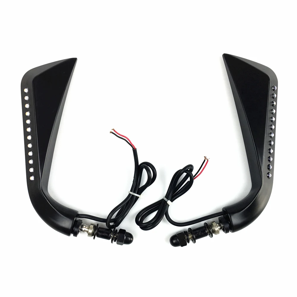 Motorcycle Sickle Rearview Side Mirror With LED Flowing Water Turn Signal Light For Harley Dyna Fatboy Softail Sportster - - Racext 21