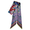 Small Floral Wrap Silk Scarf Variable Stripes Imitated Silk Printed Silk Scarf Women's Small Ribbon Headband Ribbon Scarf 5