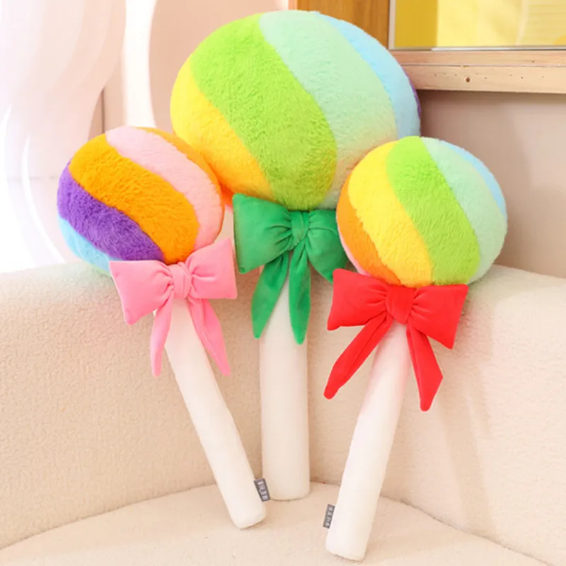

43/58CM Cartoon Rainbow Lollipop Plush Toy Creative Stuffed Candy Doll Sweet Pillow For Girl's Room Decoration Gifts