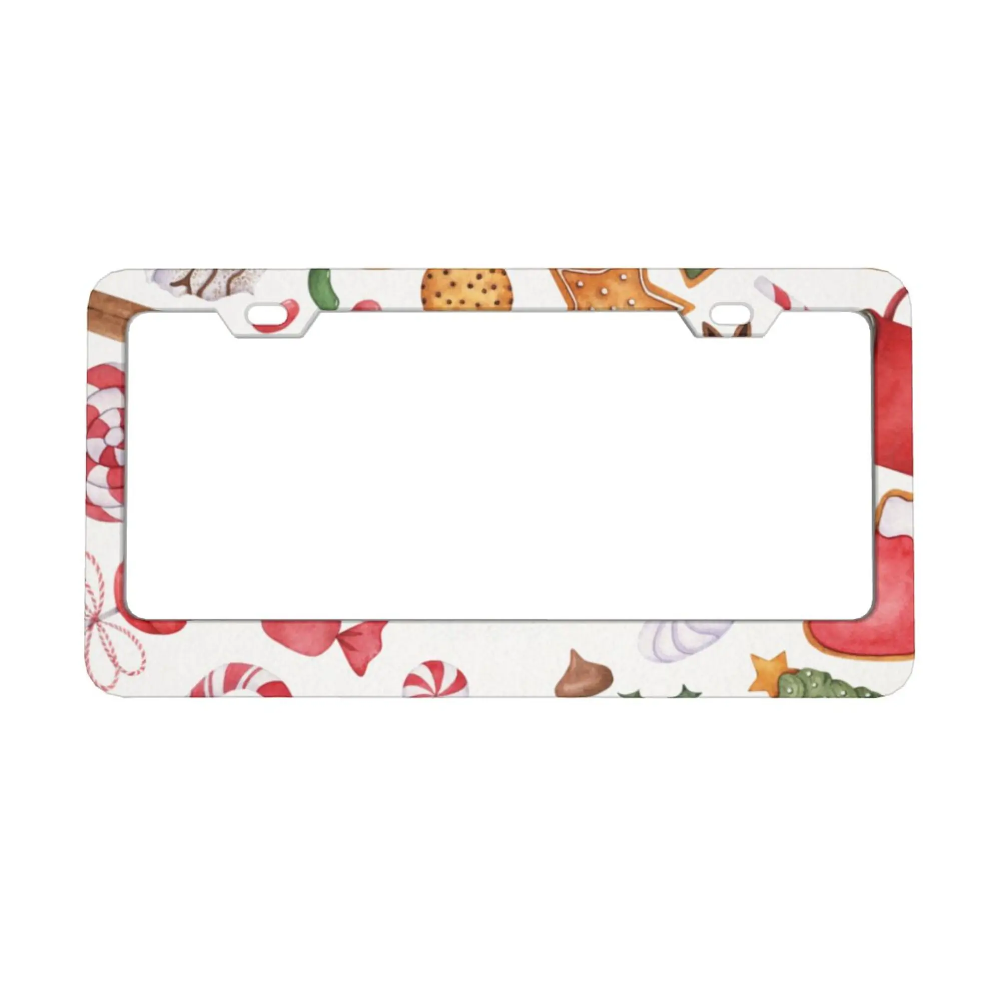 

Candy Cane Cookies Christmas Car Lisence Plate Frame Holiday Car Decoration for Men Women Vehicles 12x6 Inch Plate Cover