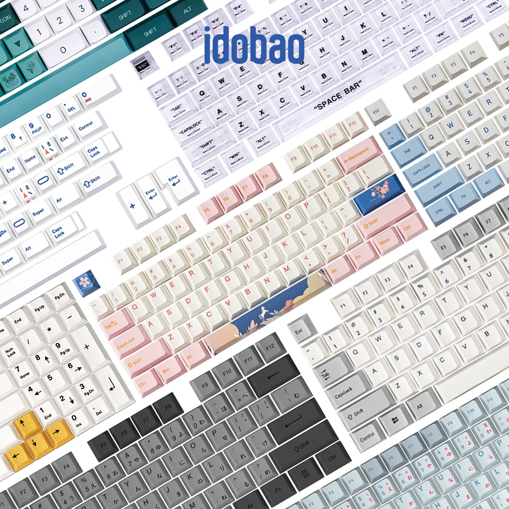 Idobao-teclas Mecânicas do Teclado Pbt Abs Retro Coreano Japonês Tiro Duplo Transparente 9009