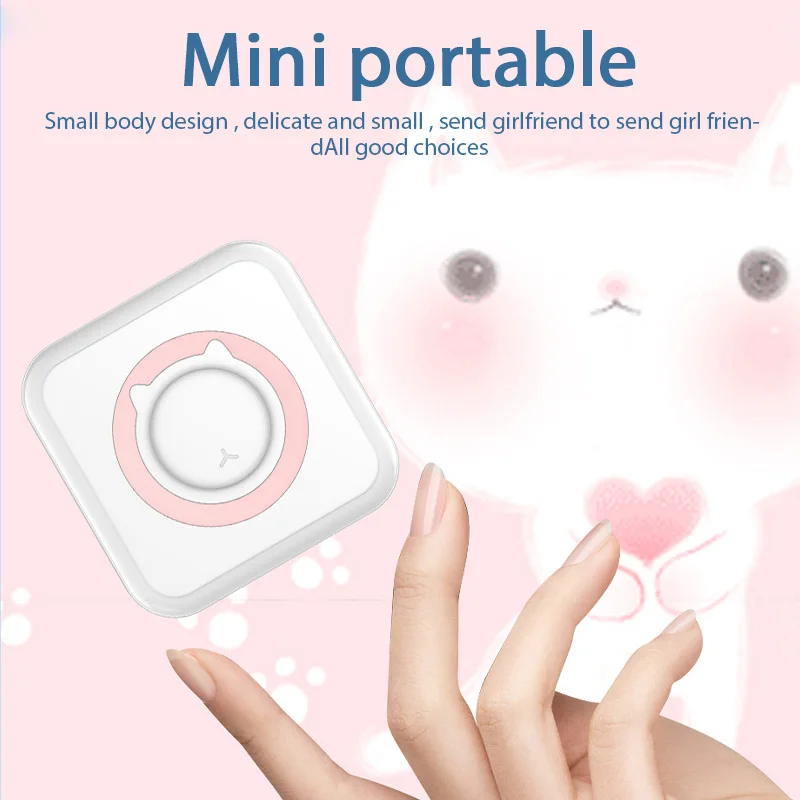 포켓 열전사 프린터, 블루투스 사진 라벨 메모 목록, 잉크 인쇄 없음, 무선 휴대용 미니 프린터, 200dpi
