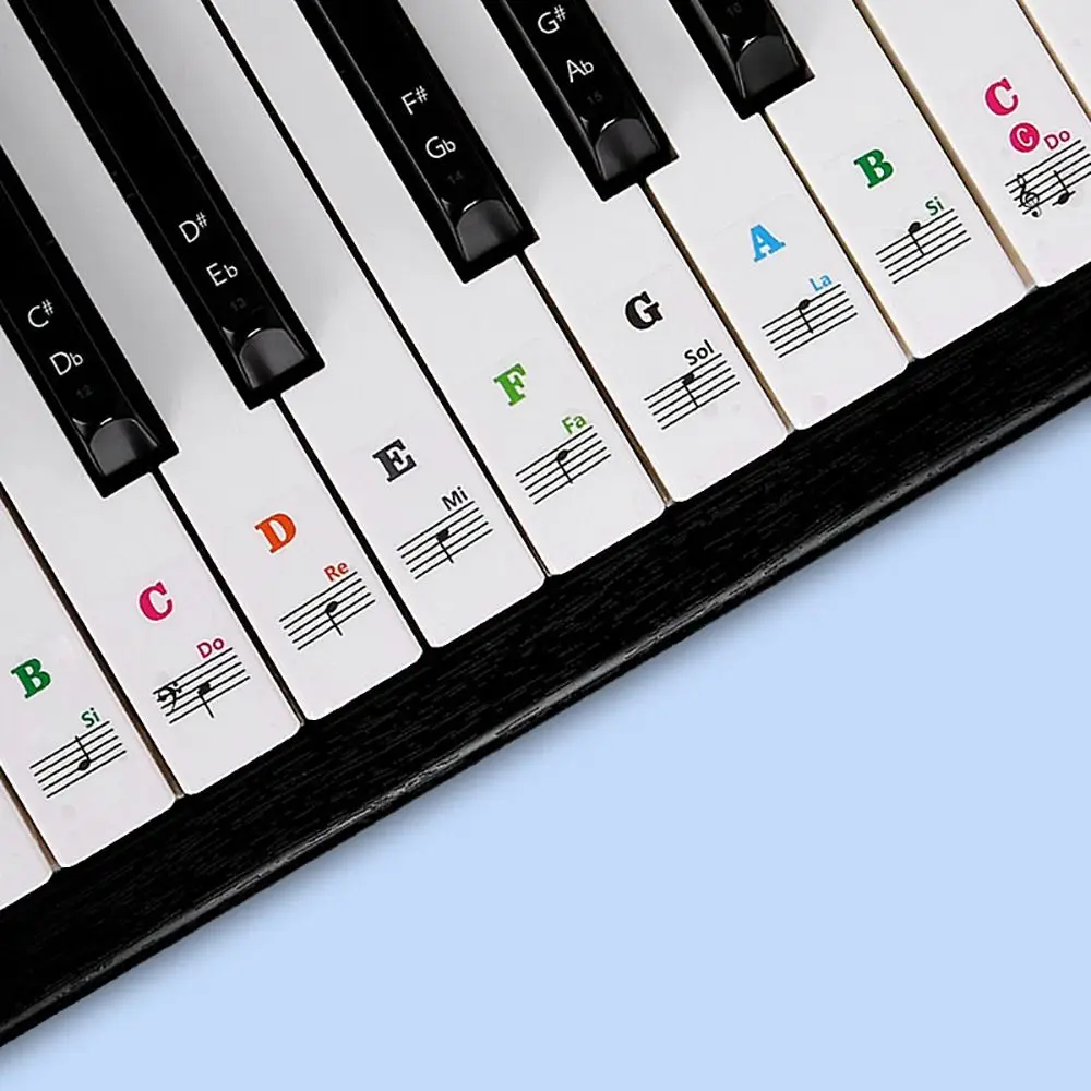 Replacement Removable Piano Training Stickers Musical Supplies Reusable Keyboard Note Sticker Transparent Piano Key Decal