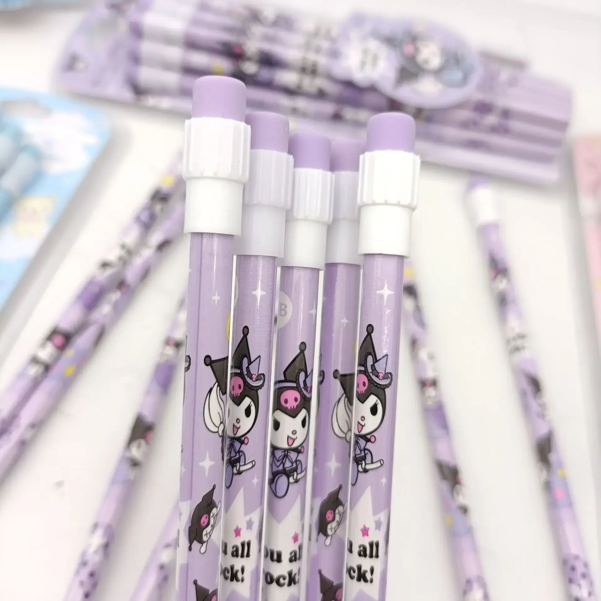 Sanrio Kuromi Hb Pencil Set with Rubber and Pencil Sharpener Student Writing Drawing Pencils Stationery School Supplies 12 Pcs drawing set writing stationery drawing pencils