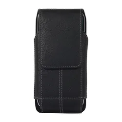 Leather Waist Bag with Magnetic Closure and Card Holder (Black)