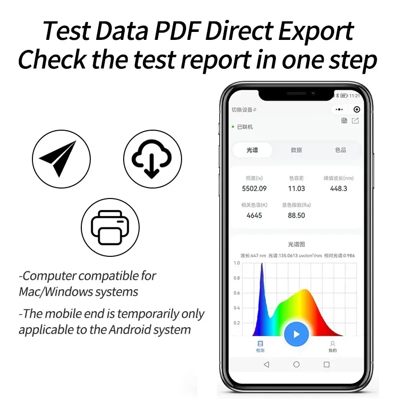 HP320 Spectral Illuminance Meter Handheld Color Temperature Spectral Analyzer Display Finger Tester