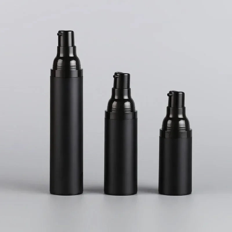 Plastic Pump Bottle 10Pcs 15/30/50ml Black Vacuum Pump Bottle Lotion Shampoo Bottles Refillable Spray Perfume Atomizer Sprayer