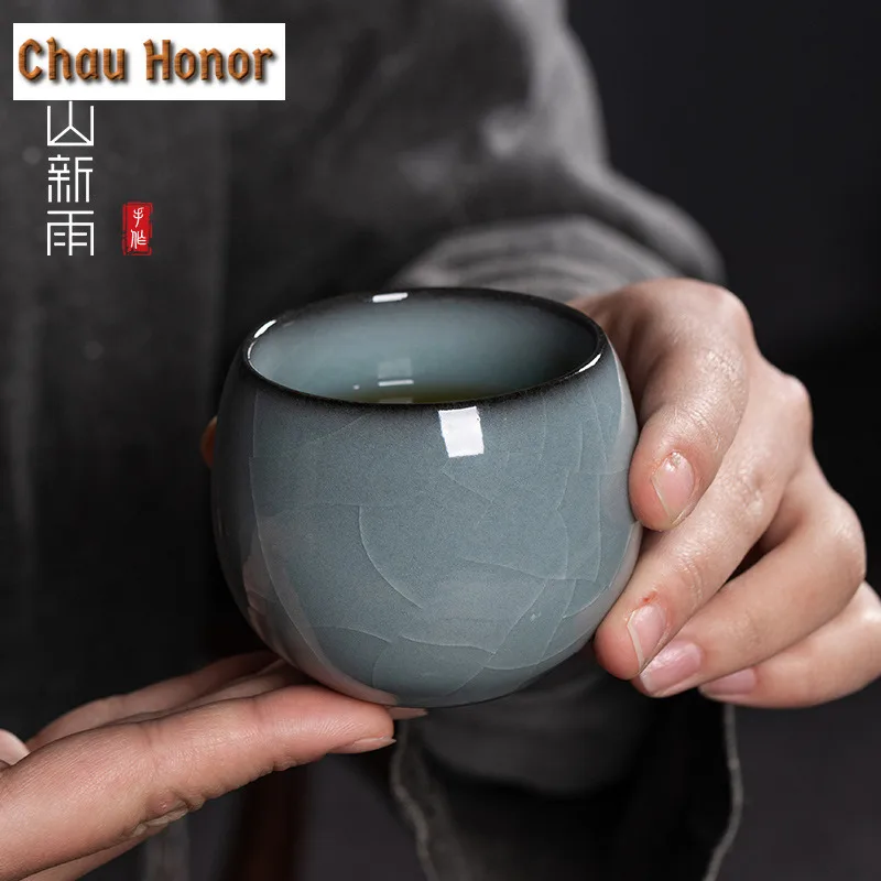Longquan Celadon Master Cup Personal Single Ice Crack Kung Fu Tea Ceramic Household Brewing Bowl