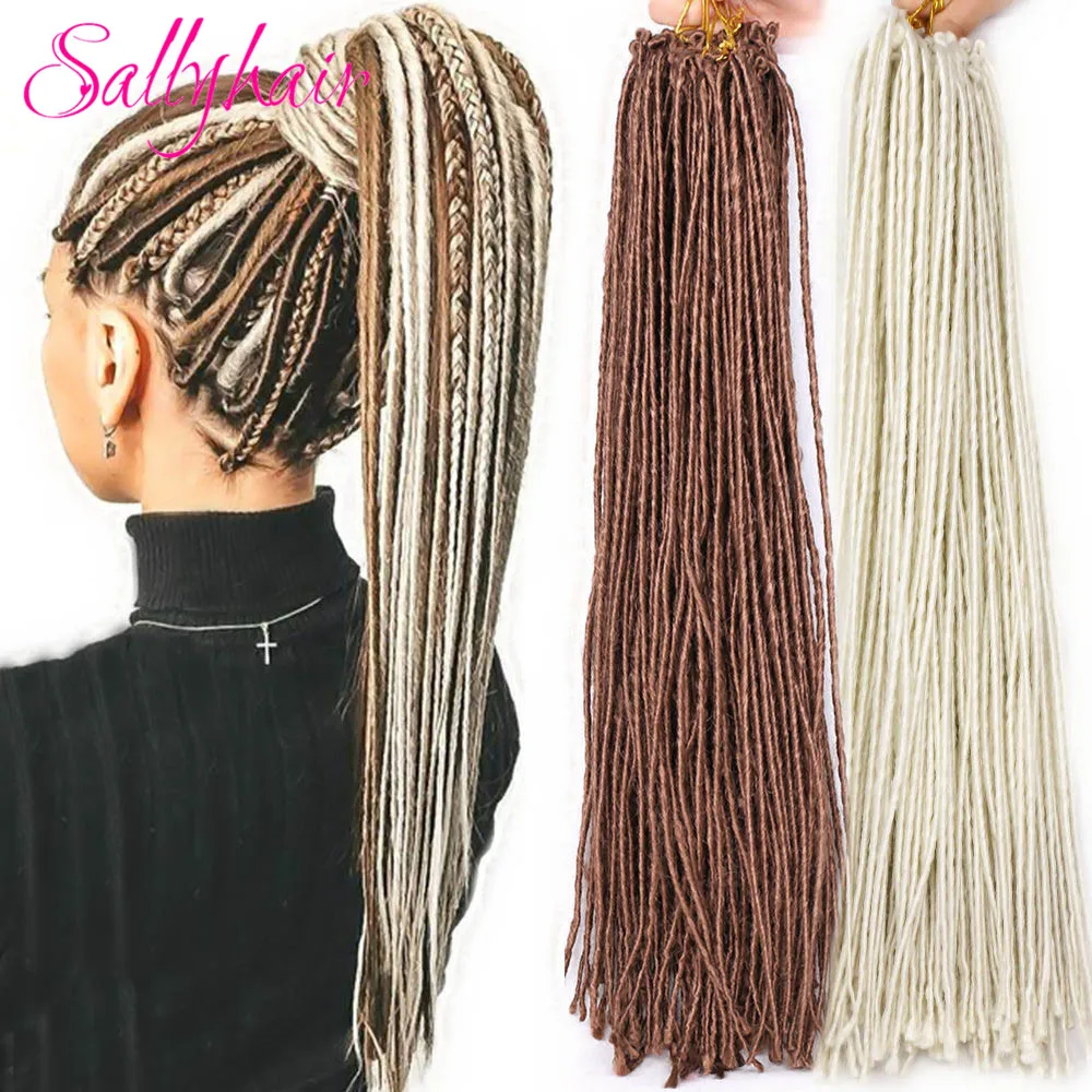 

Синтетические дреды Sallyhair, 12 прядей, 20 дюймов, 100 дюйма, цвет: светлый, белый, розовый, дреды, плетеные удлинители волос, вязаные косы, волосы