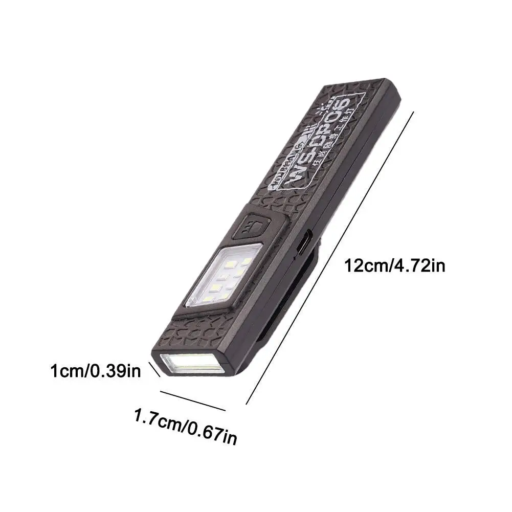 워선 1개 COB LED 키체인 손전등 350Lm 휴대용 미니 토치 라이트 (자석 포켓 랜턴, 플러드 작업등)