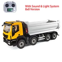 1/14 8x8 Metal Hydraulic RC Dump Truck 2-speed TOUCAN Remote Control Tipper Car Sound Lights Differential Lock Axles Toy TH23652 2