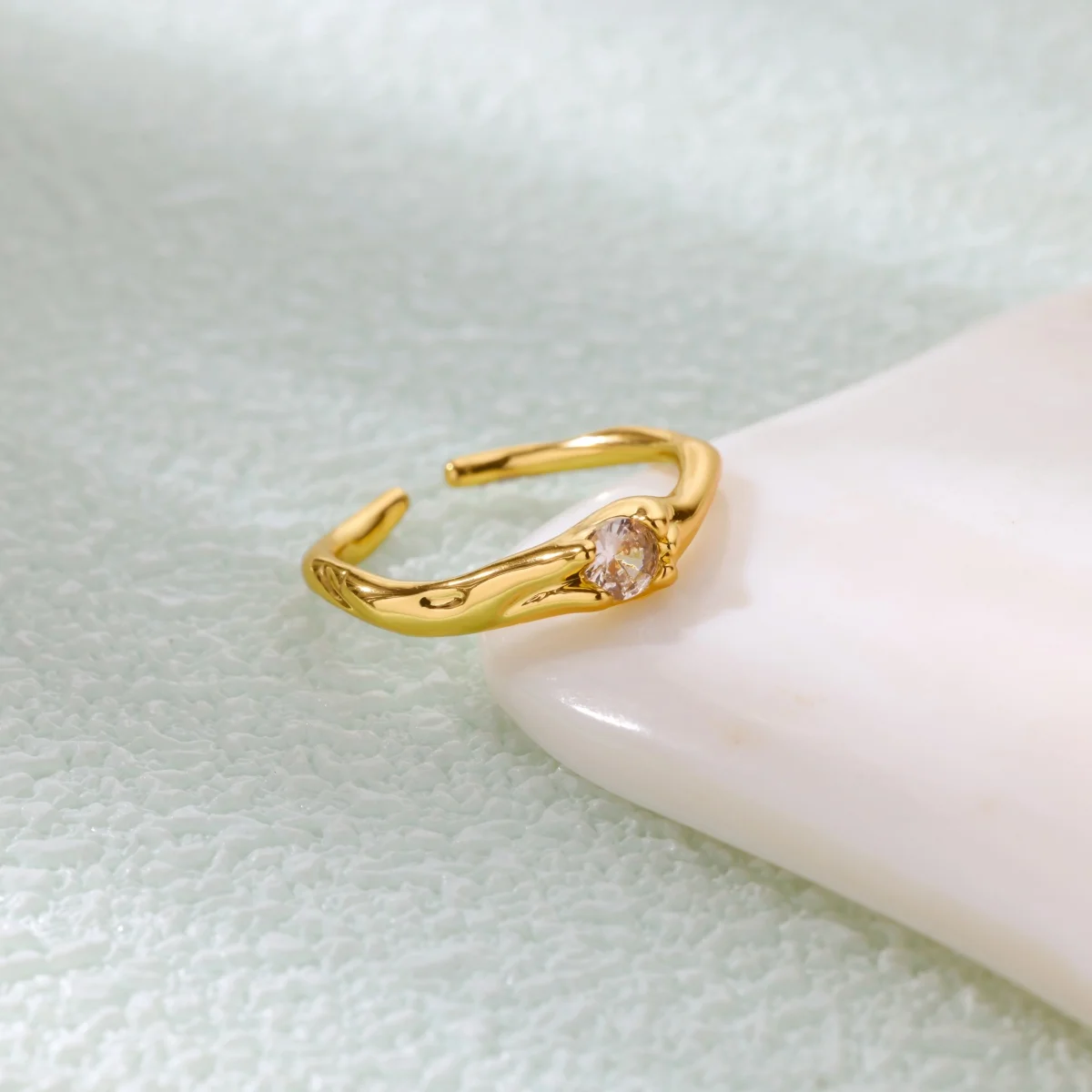 Zirconia Rings for Women Geometric Round Adjustable Wedding Anniversary Jewelry