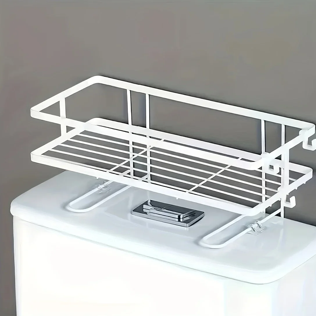 1pc Bathroom Over The Toilet Storage Shelf, Bathroom Storage Organizer Bathroom Storage Rack Shampoo Shower Gel Holder Organizer 6