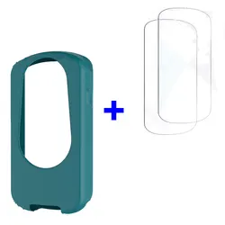 Dual-Function Silicone Protective Cover with Glass Film for Garmin Edge 1030 (Deep green case film)