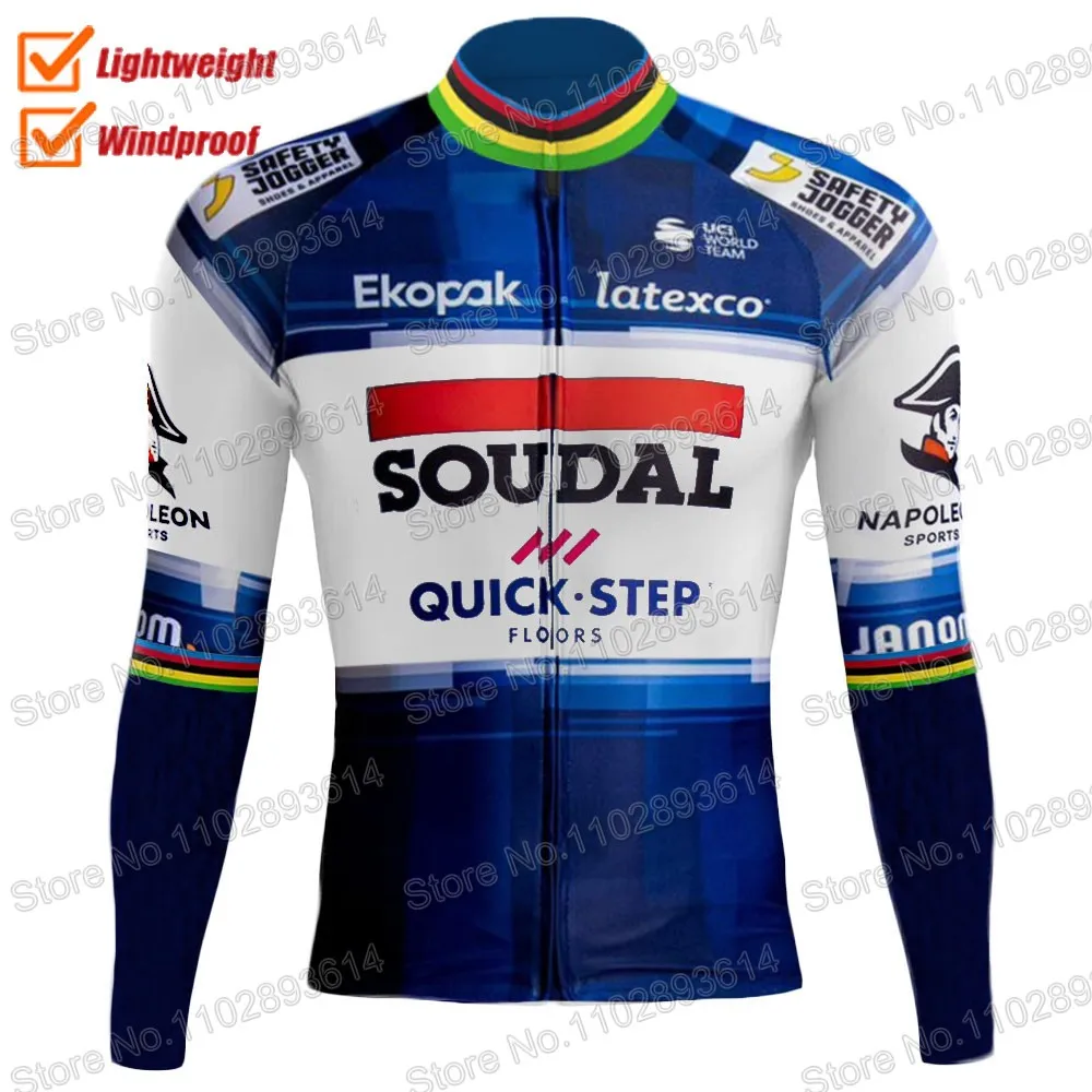 thumbnail image 1 of Bélgica Soudal Quick Step Team 2023 Chaleco cortavientos para hombre, chaqueta de ciclismo, maillot de ciclismo a prueba de viento, manga larga, maillot de ciclismo de montaña, 1 of 5