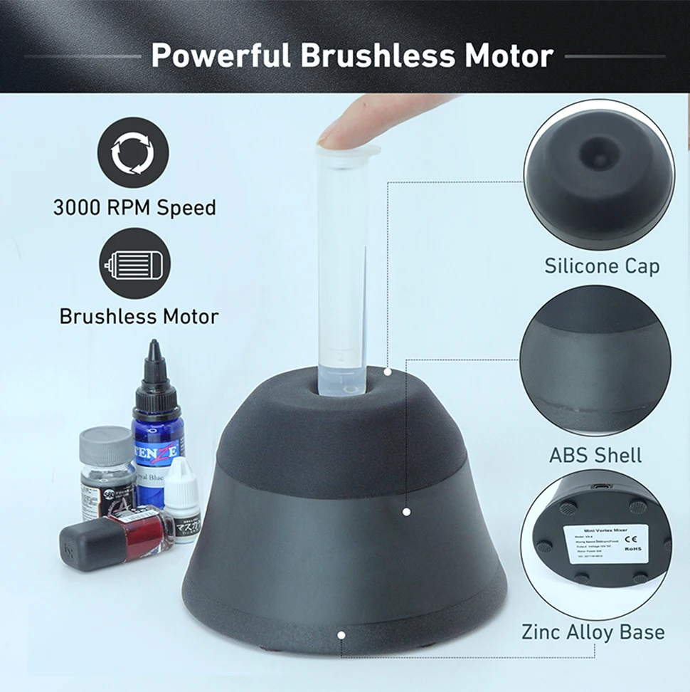 WESTTUNE Mini Vortex Mixer with Touch Function Lab Vortex Shaker for Eyelash Sharker Glue Adhesives Gel Polish Test Tube 3000RPM