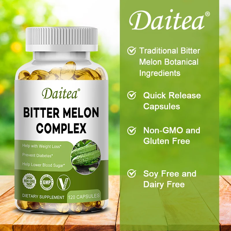 Daitea Natural Bitter Melon Extract Capsules Supports Weight Management Normal Blood Sugar Balance digestive capsules,berberine capsules,reishi capsules,black seed oil capsules,lions mane mushroom capsules