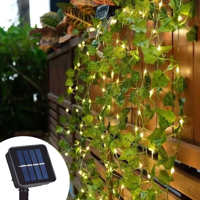 2M-10M Green Leaf String Light Solar Vine Ivy Fairy Lights Garland Outdoor For Garden Party Courtyard Terrace Wedding Decoration 1