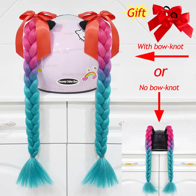 2pcs Quality Braids For Motorcycle Helmet Ponytail Sucker Braids Wig For Woman Helmet Decor Ears Twist Accessories 164 Colors - Image 12
