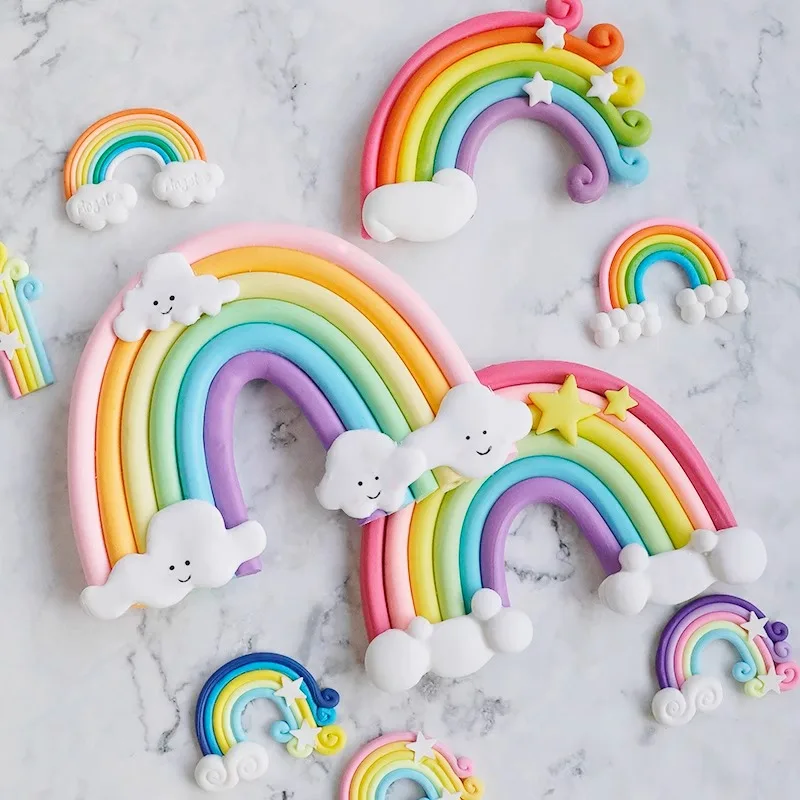 Regenbogen-Kuchenaufsatz Einhorn Geburtstagsparty-Dekoration Kinder Kleinkinder Geburtstagsfeier Alles Gute zum Geburtstag Bunte Regenbogen-Themen-Zubehör