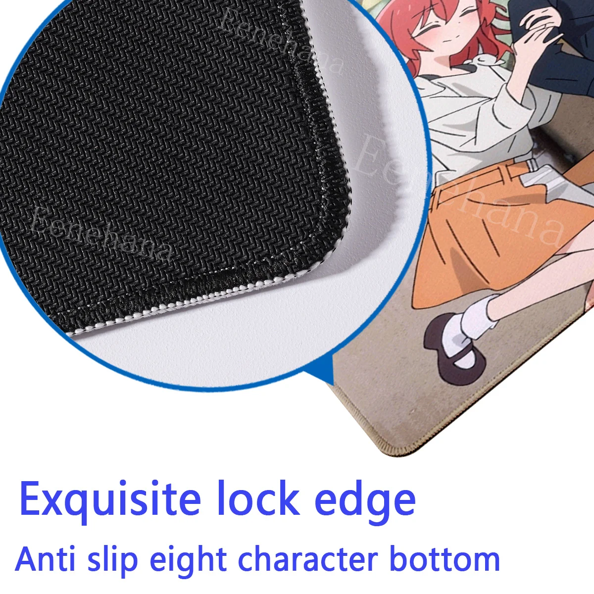Bocchi The Rock Large Gaming Mousepad - HD Print Rubber Desk Mat with Locking Edge and Non-Slip Base