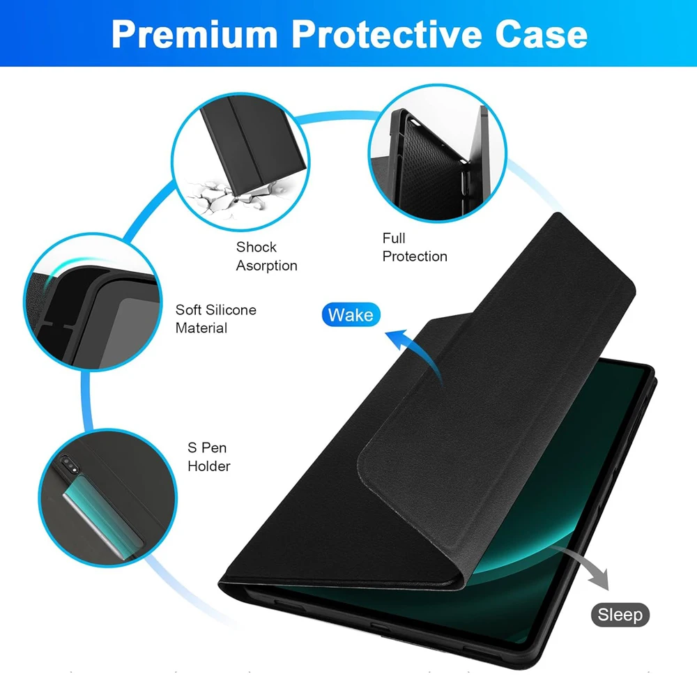 Detachable 12-Inch Tablet Keyboard Case with 7-Color Backlit