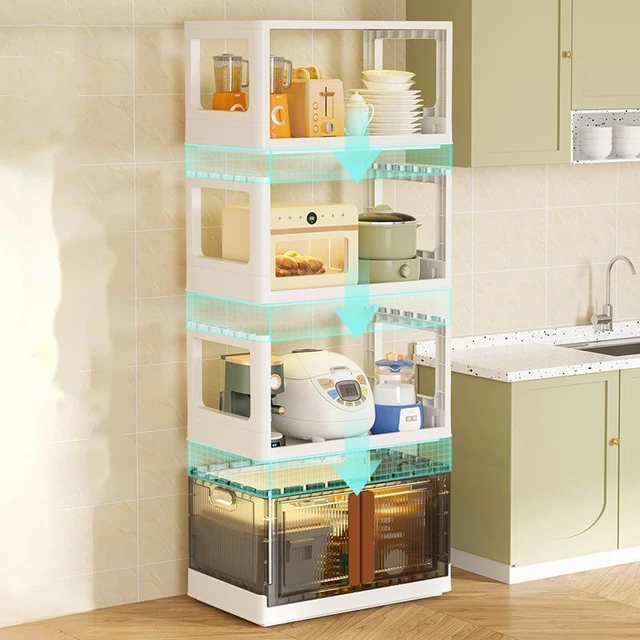 No Installation Of Living Room Organizers Storage Snack Books Mobile Storage  Shelf Home Multilayer Foldable Kitchen Organizer - AliExpress