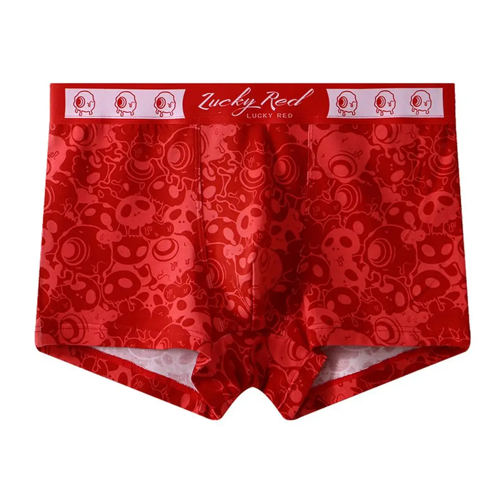 

Mens Red Boxer Briefs Underwears Cotton Breathable Oversized Underpants Print Shorts Comfortable Hombre Knickers Lightweight