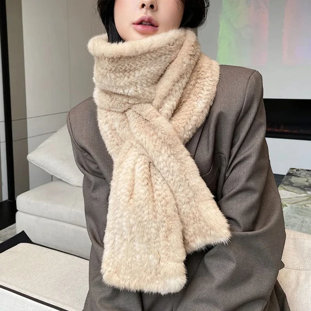 MS.Minshu Long Fox Fur Scarf Shawl Luxury Genuine Fur Boa Natural Whole Fox  Stole with Tails