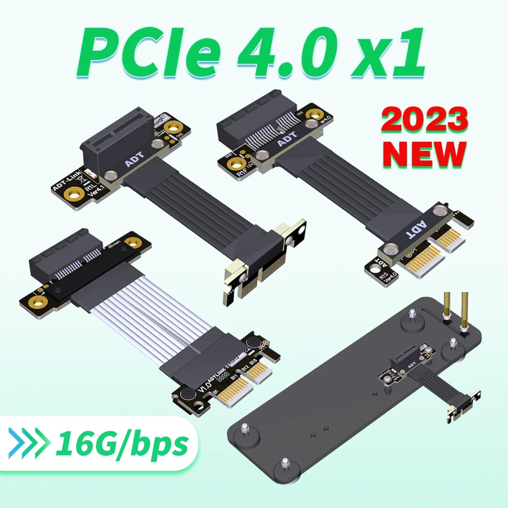 

2023 Новый ADT двойной Угловой PCI Express PCIe X1 Gen4 16G/ps R11SL-TL звуковая карта Удлинительный кабель K11SF PCI-E 4,0 X1 до 1x подъемник