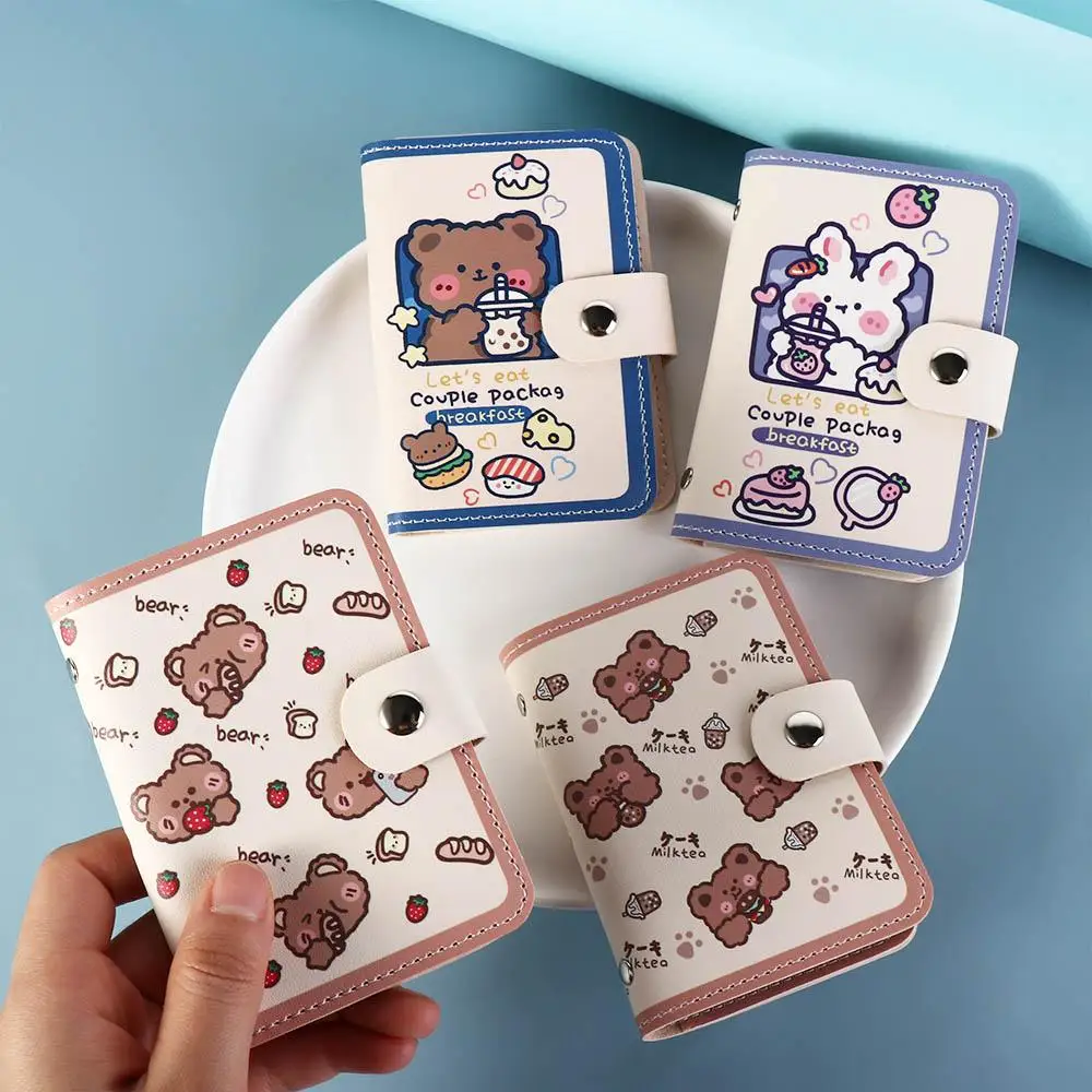 

Rabbit Cartoon Bear Cards Holders PU Leather Korean Style Driver's License Storage Bag Coin Purse Short Clutch Bag