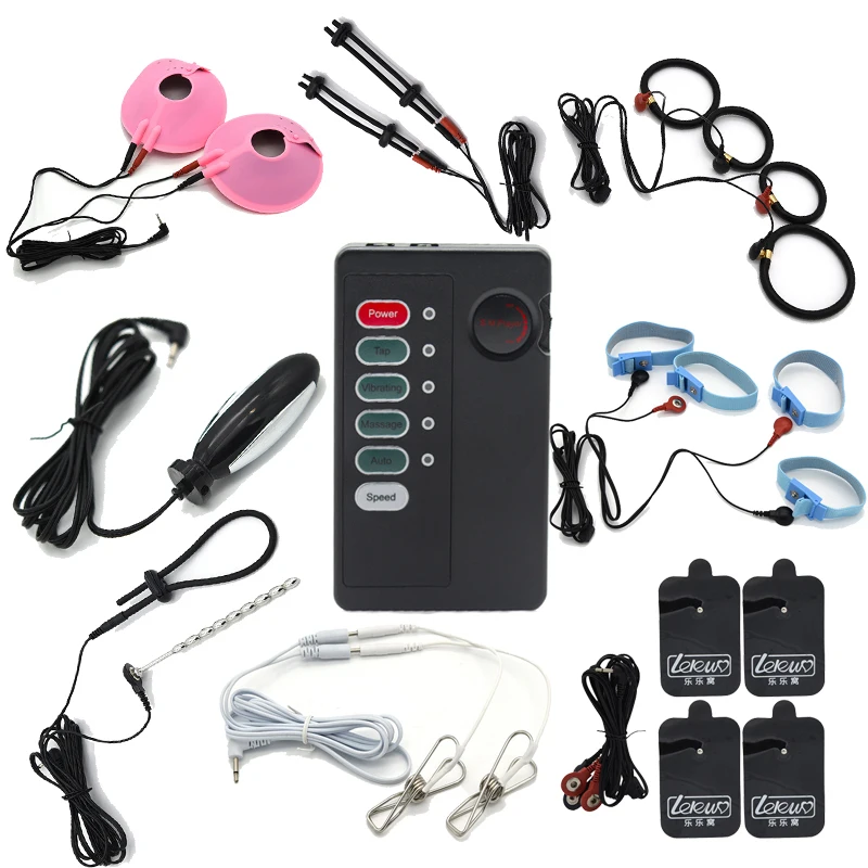 Electro Sex Toys Electric Sex Toys Electric Shock Penis Therapy Ring Urethral Plug Electro Stimulate Anal Butt Plug SM Nipple Clamp/Labia Clip Massage Pad Sex Toys