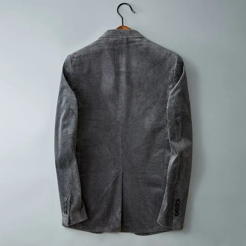 Corduroy Suit Jacket Men's Striped Retro High-end Feel Business Slim Fit Handsome Casual Suit Men