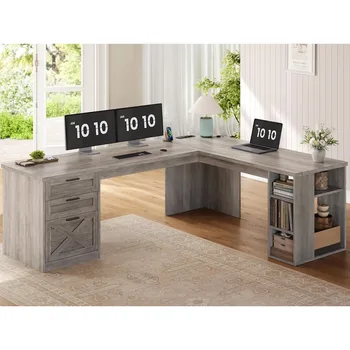 Rustic Executive L-Shaped Desk 1