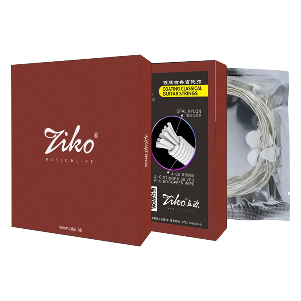 ZIKO Classical Guitar Strings Set Transparent Nylon Core Silver Plated Wound Guitarra Strings Guitar Parts & Accessories DPC-028