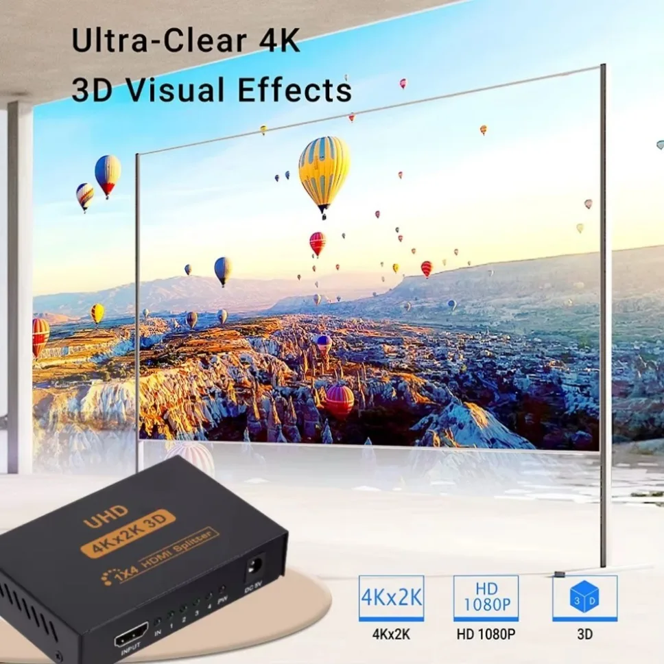4K UHD 1x4 HDMI Splitter with 3D Support