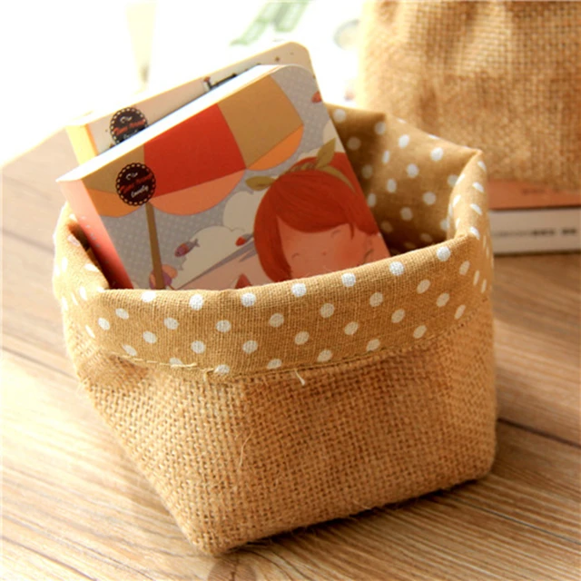 Luanqi 1Pcs 10X13Cm Pamut Ágynemű Függő Zseb Asztal Tároló Kosár Kis Zsákos Sundries Doboz Fogantyúval - Image 4