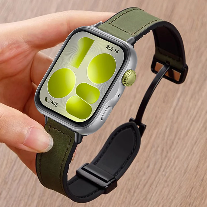 Premium Leather Silicone Sports Strap with Magnetic Loop