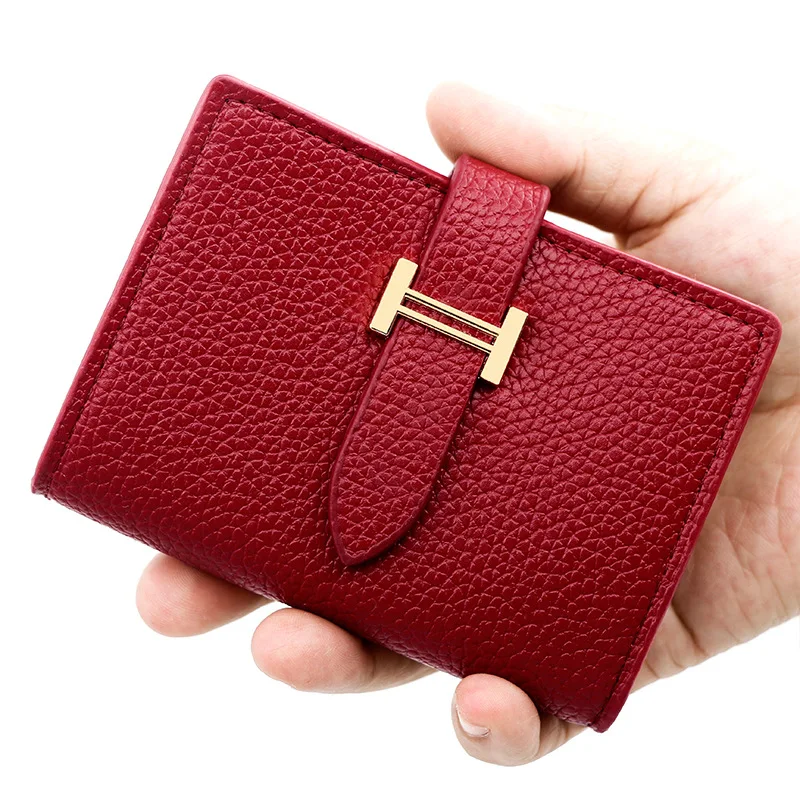 

Business Women/Men Card Wallet Lichee PU Leather Solid Color Coin Purse Slim Hasp Card Case Protects Bank/ID/Credit Card Holder