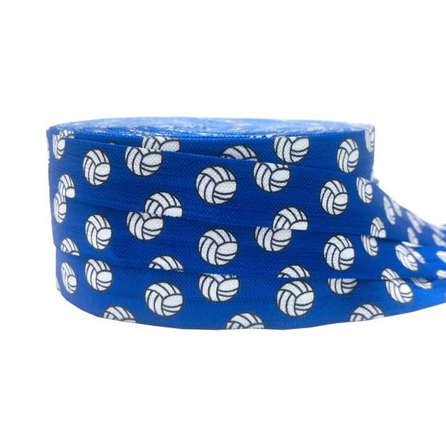 10Yard volleyball Print Sports  Fold Over Elastic 15MM FOE Elastic Ribbon For DIY Headwear Gift Webbing Accessories 4