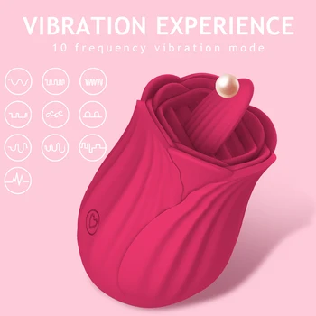 10 Speed Rose Vibrator USB Rechargable Clit Nipple Oral Pussy Licking Clitoris Stimulator Female Masturbation Sex Toys for Women 2