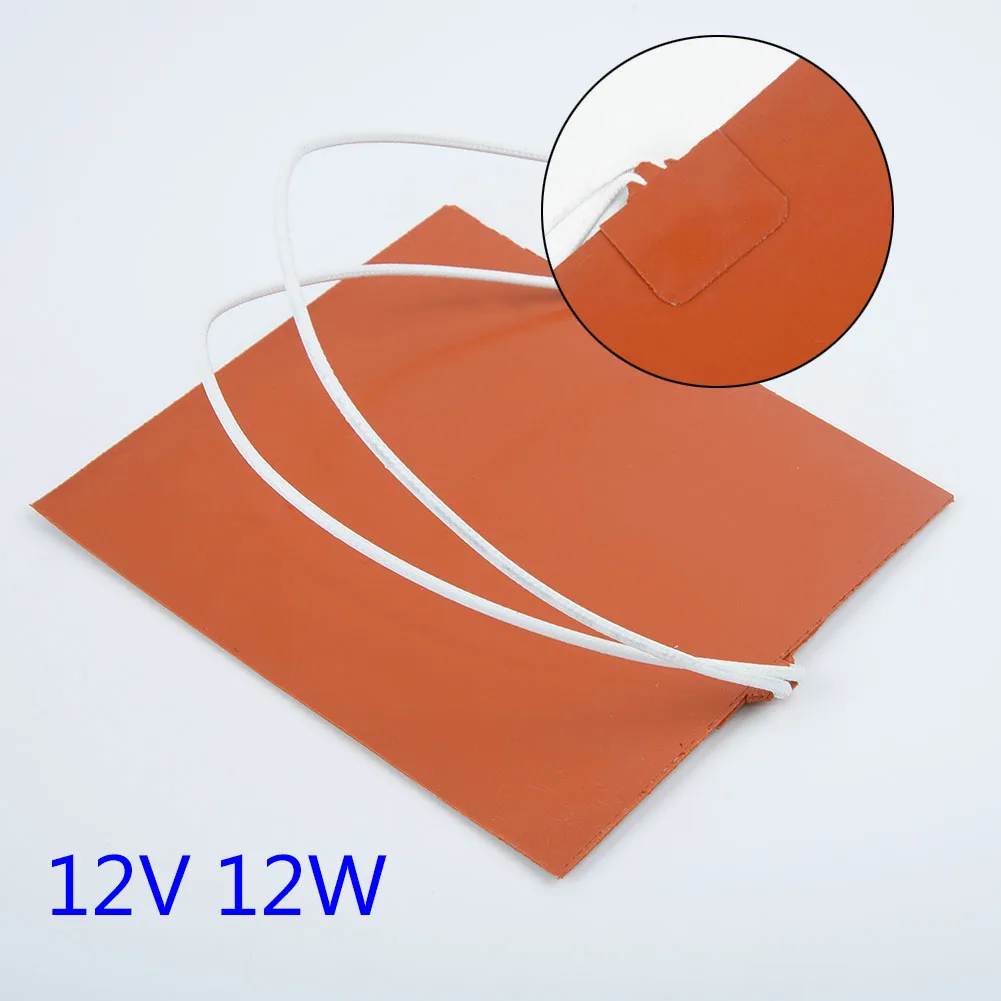 

12V 12W Silicone Heater Pad For Printer Upgrade Heated Bed Heating Mat 100*120mm Hermistor Silicone Heater Pad