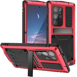 Heavy Metal Shockproof Camera & Screen Protective Glass Case - SM Note 20 Ultra (Red)