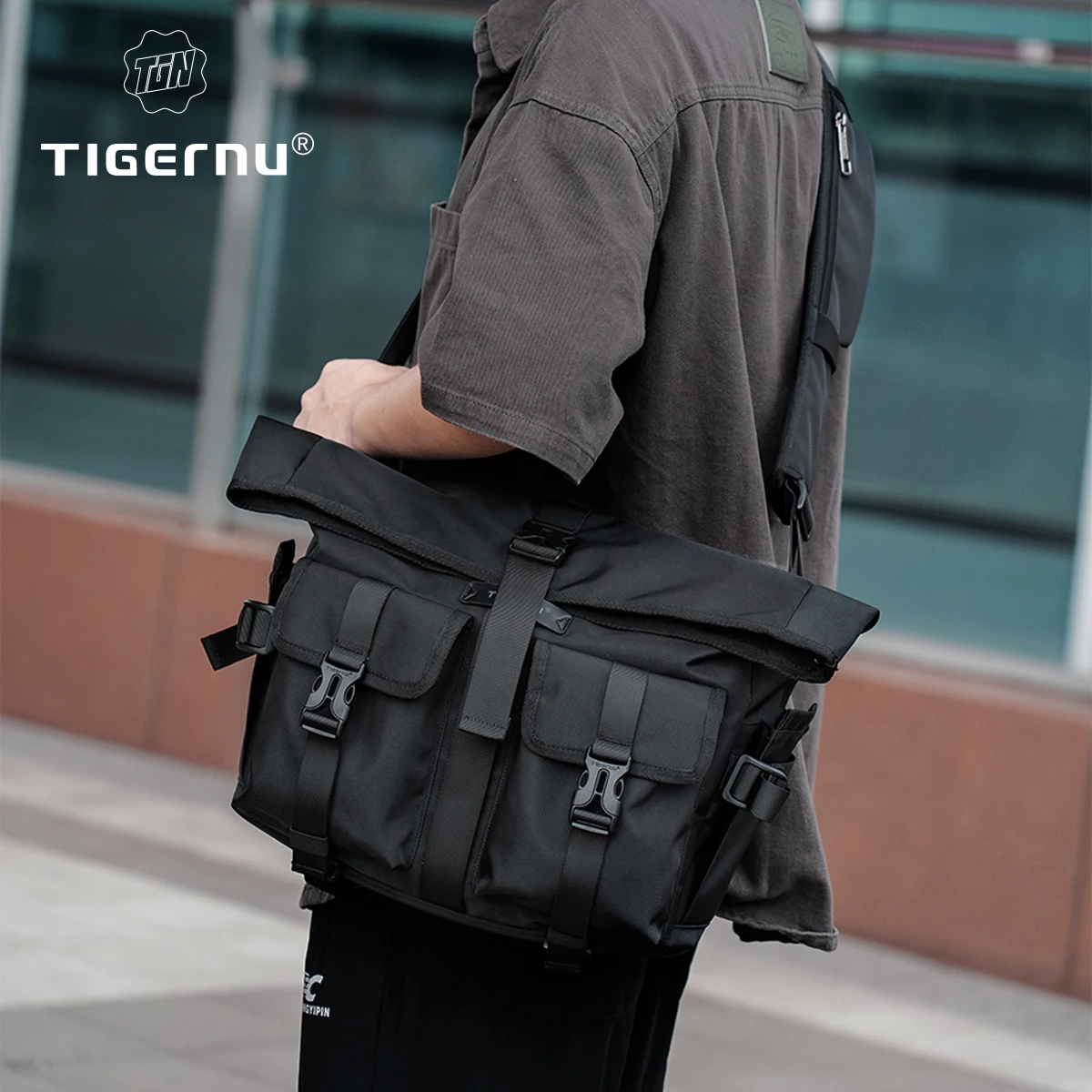 Tigernu Fashion Messenger Bags Male Shoulder Bags 13.3inch