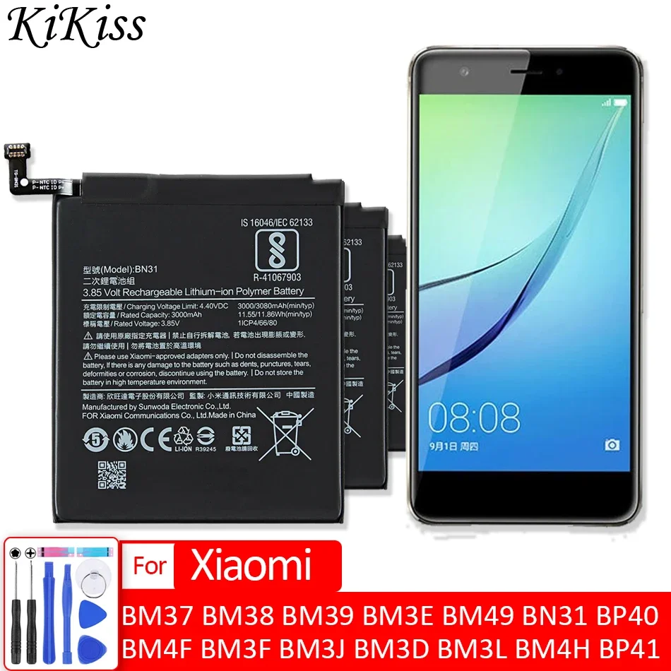

BM31 BM36 BM37 BM38 BM39 BM3E BM49 BN31 BN36 BM4F Battery For Xiaomi Mi 1 2 3 4 4C 4S 5 5S 5X 6 6X 7 8 9 SE 9T Lite Pro A2 A3 M5