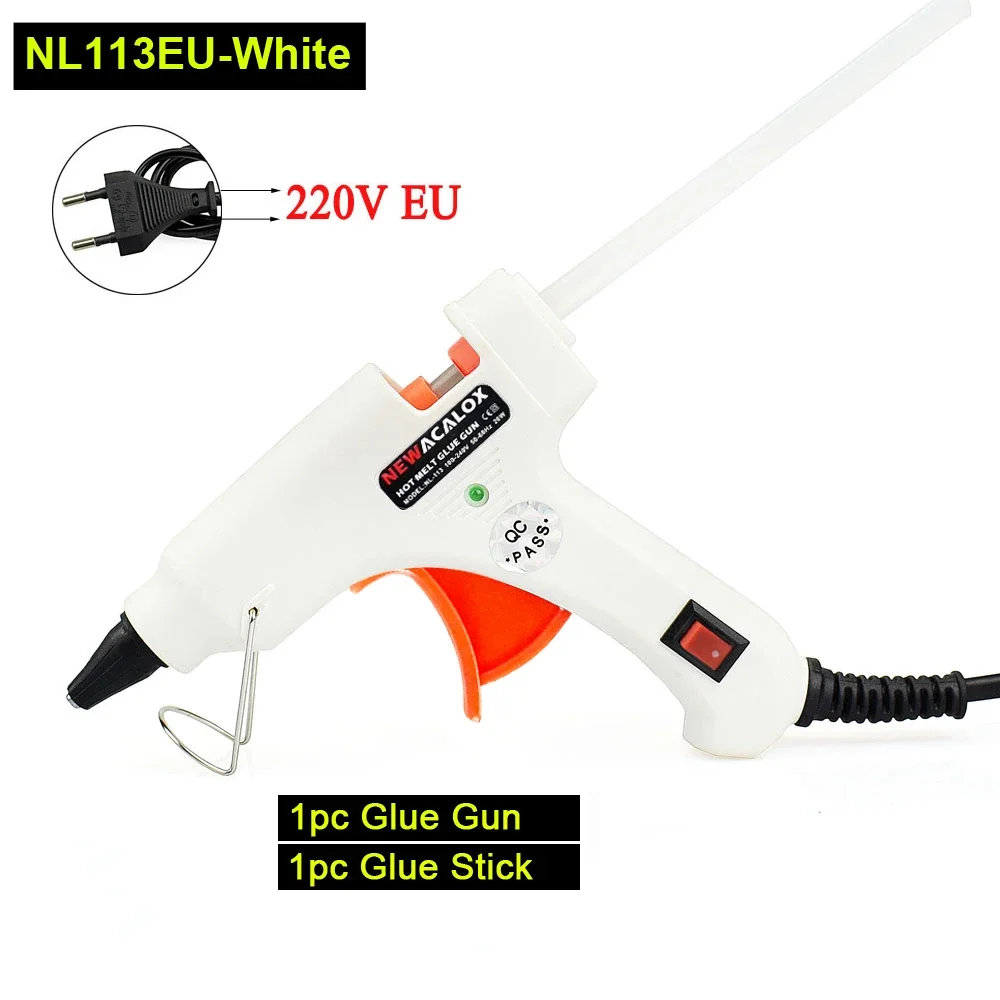 NEWACALOX 20W EU Plug Hot Melt Glue Gun with Free 1pc 7mm Glue Stick Industrial Mini Guns Thermo Electric Heat Temperature Tool 2