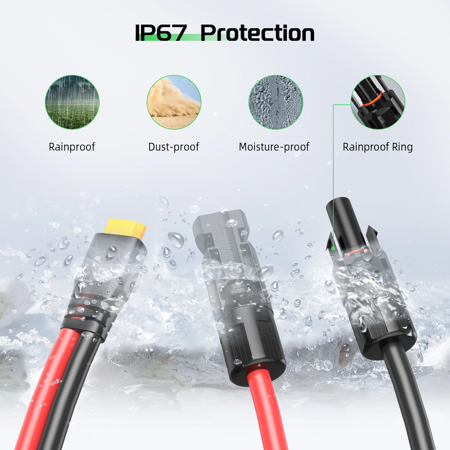 Bateria Power Solar to XT60 Charge Extension Cable 12AWG 10Ft Solar Connector to XT60 Adapter Cable for Panel