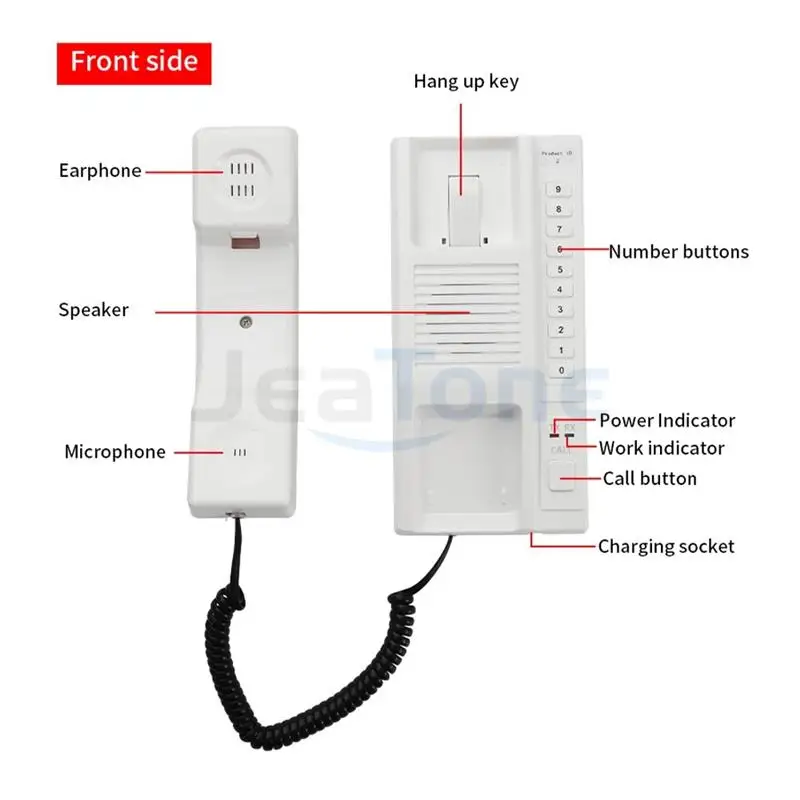 JeaTone 2.4GHz Wireless Recharged Audio Door Phone Intercom System Secure Interphone Handsets for home warehouse office