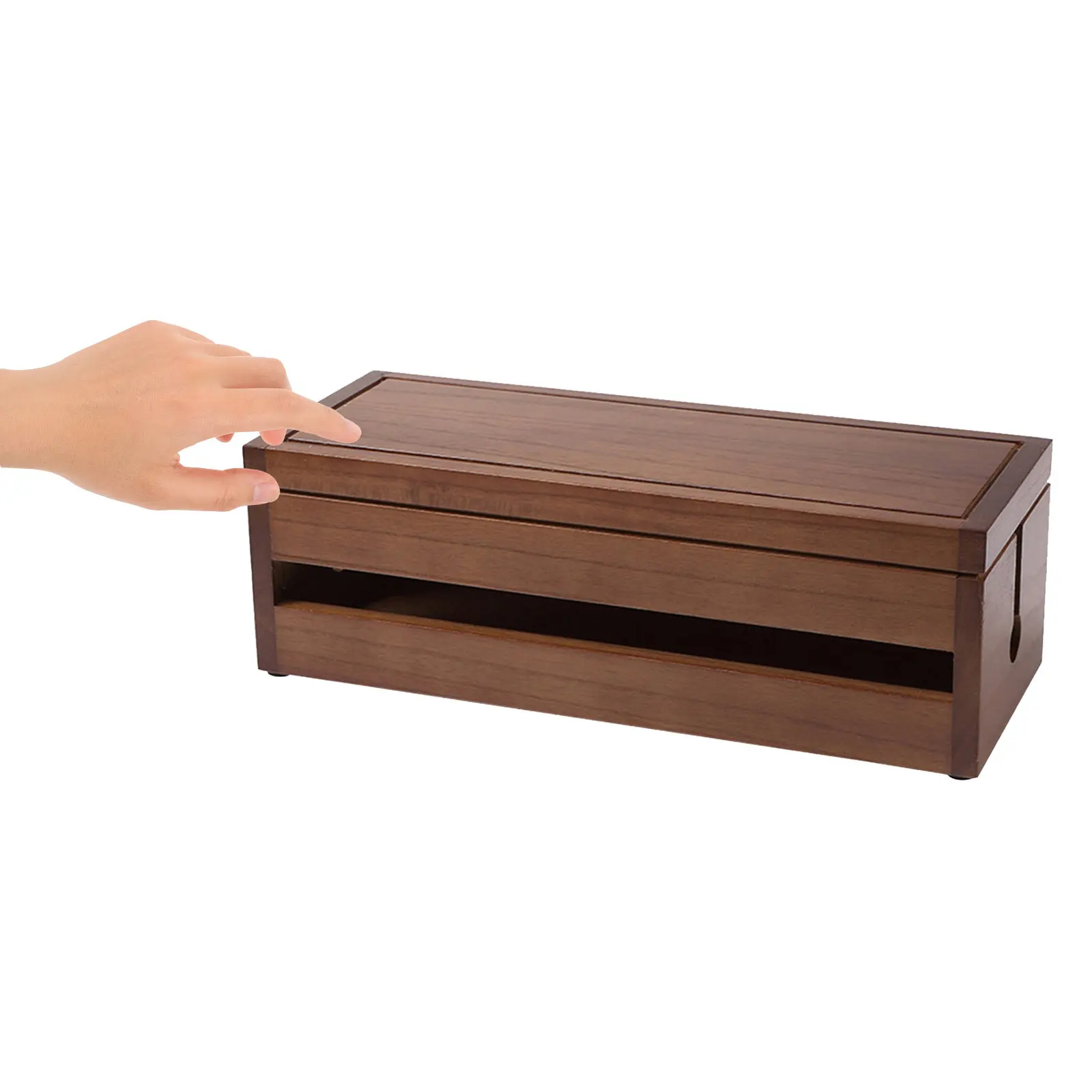 1Pcs 나무 케이블 정리함 상자 분리형 커버 전원 스트립 소켓 보관 다기능 와이어 케이스