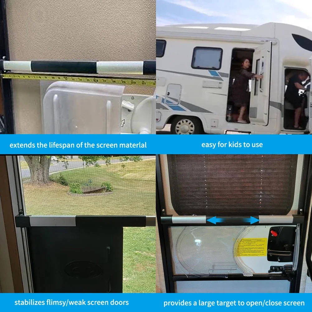 RV Screen Door Handle Grab Bar Adjustable From 21-5/8 Inch To 28-5/8 Inch Secure Non-Slip for Travel Trailer Motorhome Camper